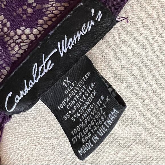 NEW Candalite Woman Plus Plum Purple Floral Lace Dressy Maxi Flare Dress Size 1X - Picture 7 of 10